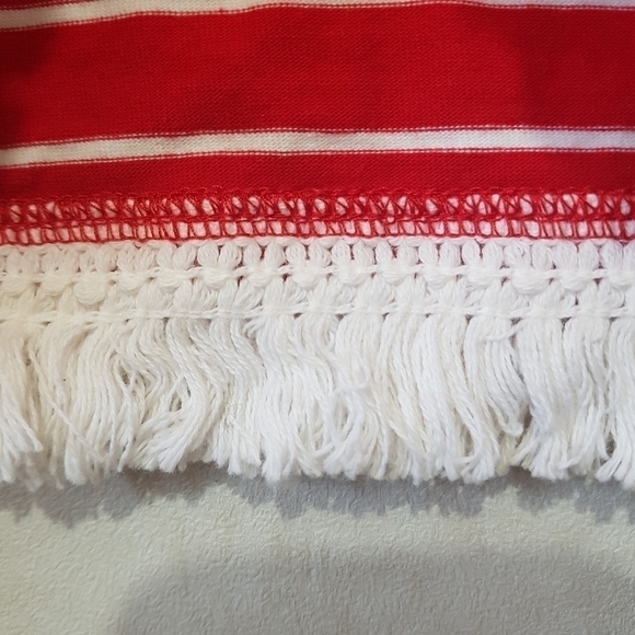 Beachlunchlounge Striped Short Sleeve Midi Shift Dress with Fringe - Picture 6 of 8